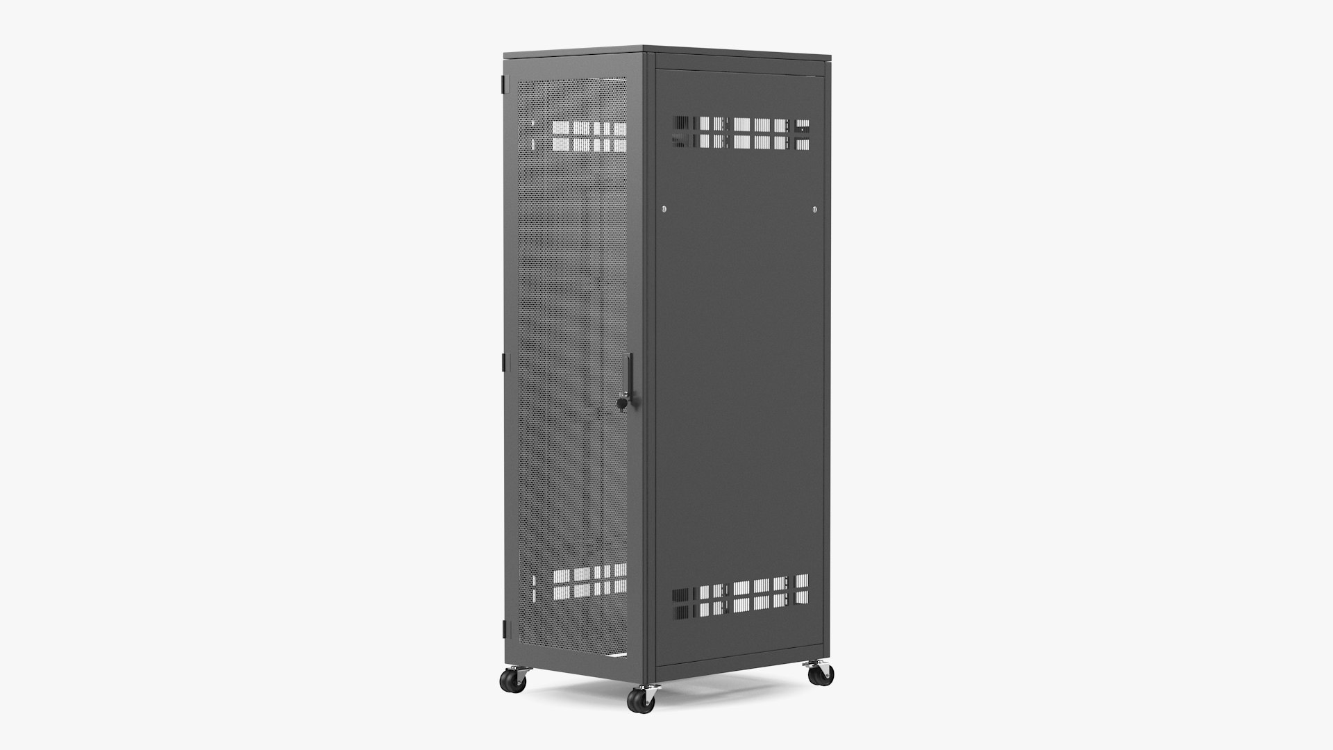 Floor Standing Rack Cabinet 42 Unit Black Empty 3D model preview