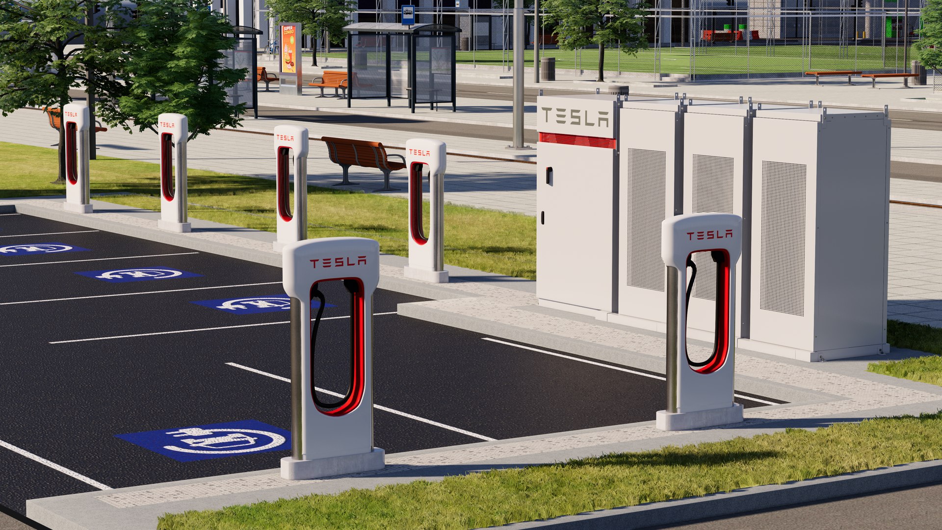 3D Tesla Supercharger Station model https://p.turbosquid.com/ts-thumb/vz/WpC3Xi/I9/teslasuperchargerstation8/png/1705315215/1920x1080/fit_q87/4f7d8541192895ef19ff0844b1f321f69cb6c81d/teslasuperchargerstation8.jpg