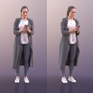 10570 Rocio - Woman Standing Texting With Phone 3D