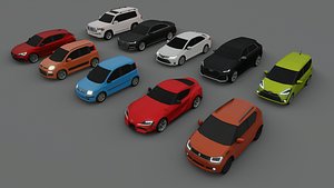 collection of 10 low poly cars
