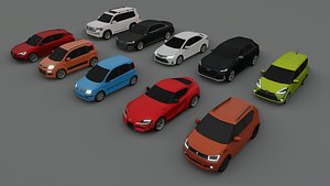 collection of 10 low poly cars