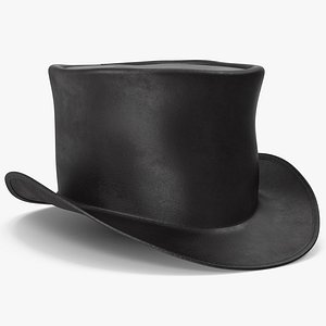 Leather Top Hat Black 3D model