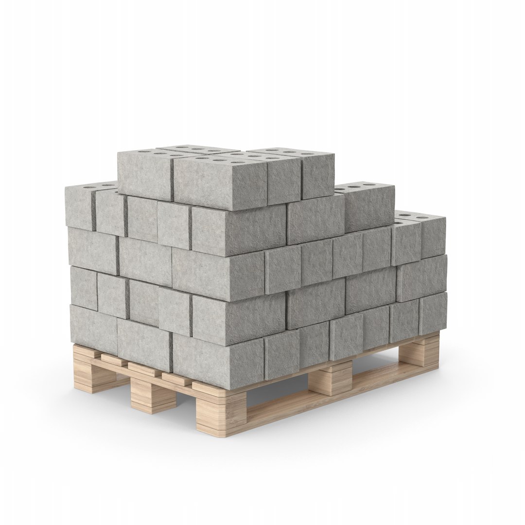 Concrete Bricks On Wooden Pallet 3D Model - TurboSquid 2021285