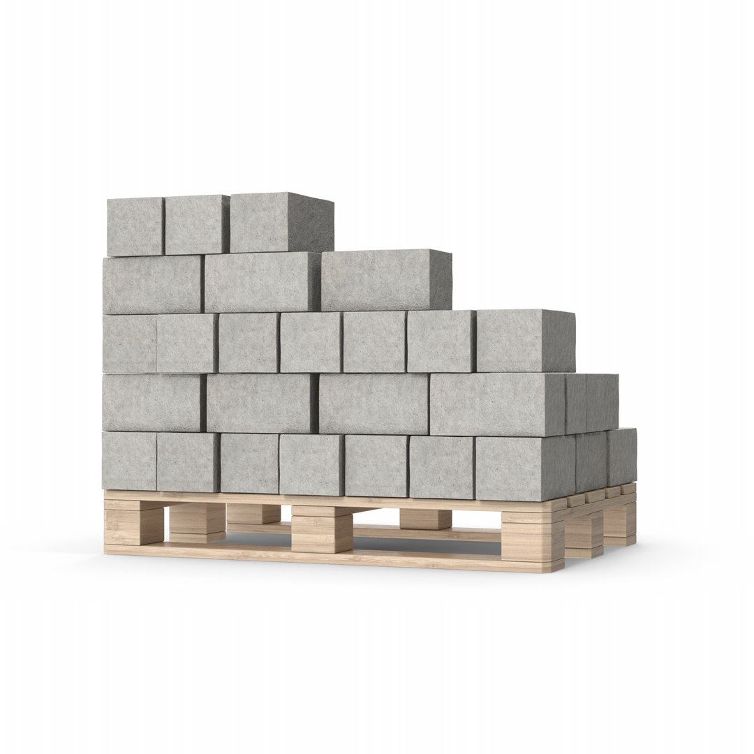 Concrete Bricks On Wooden Pallet 3D Model - TurboSquid 2021285