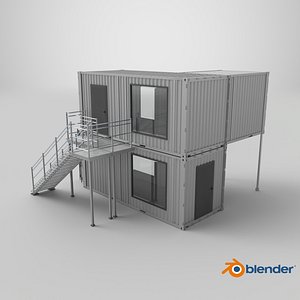 3D Small Office from Containers White
