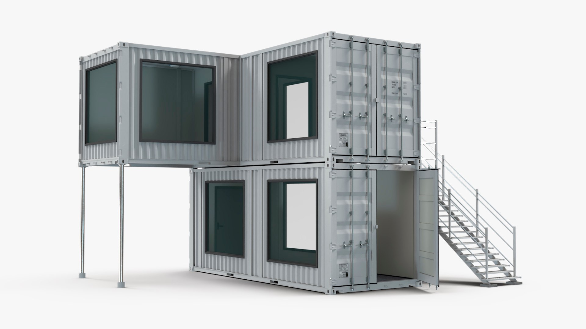 3D Small Office From Containers White - TurboSquid 2277609