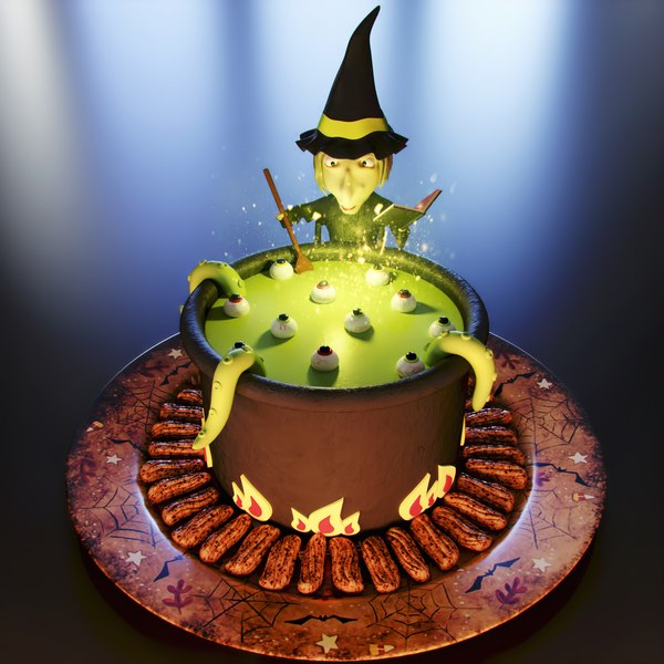 modelo 3d Pastel de Halloween Bruja - TurboSquid 1239403