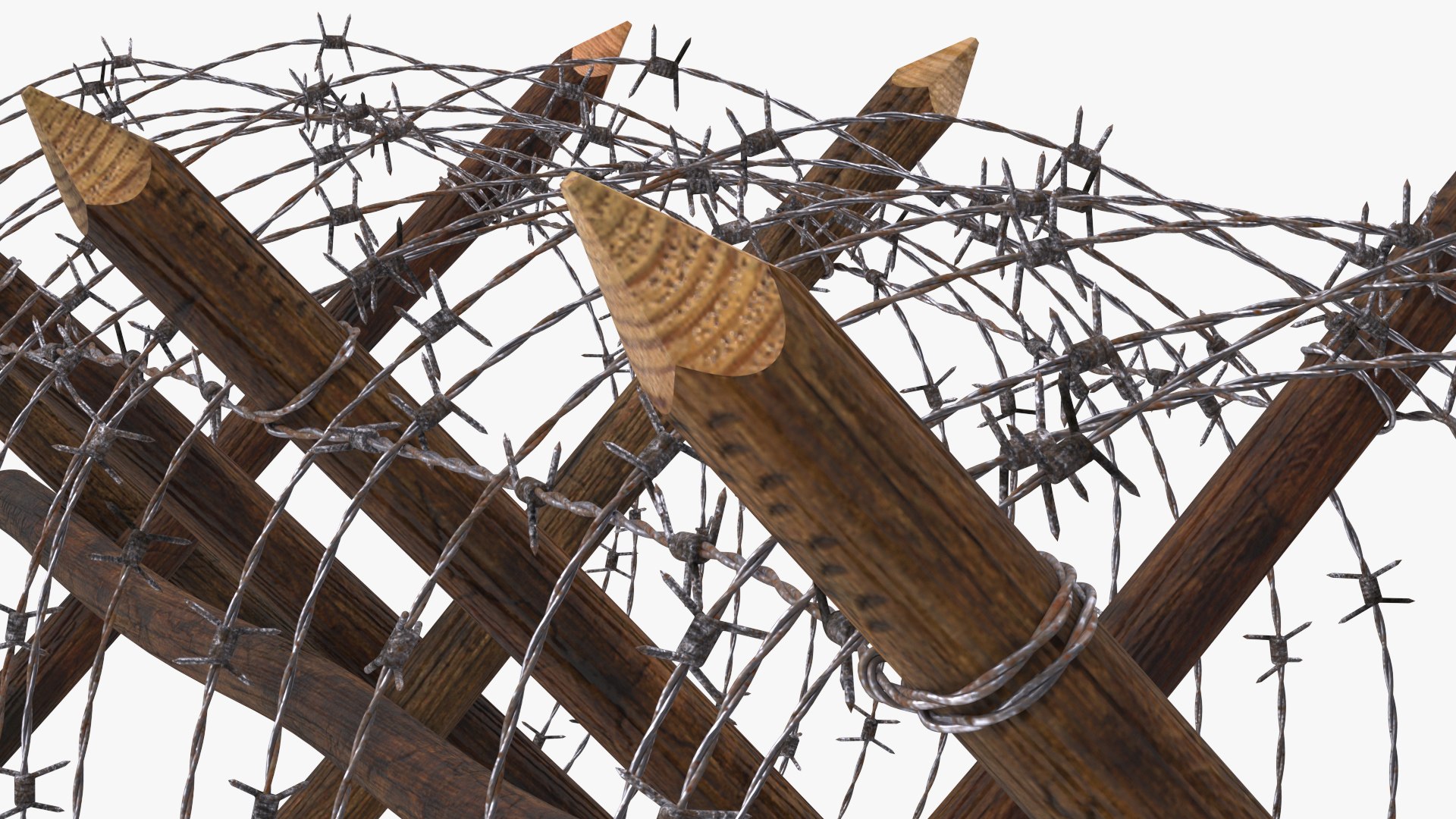 Cheval de Frise Barbed Wire Fence Old 3D https://p.turbosquid.com/ts-thumb/w0/3dVk2o/3K/chevaldefrisebarbedwirefenceoldc4dmodel011/jpg/1617735703/1920x1080/fit_q87/55eb2dea388faf5e435c6adf051d18fdbf9e5b08/chevaldefrisebarbedwirefenceoldc4dmodel011.jpg