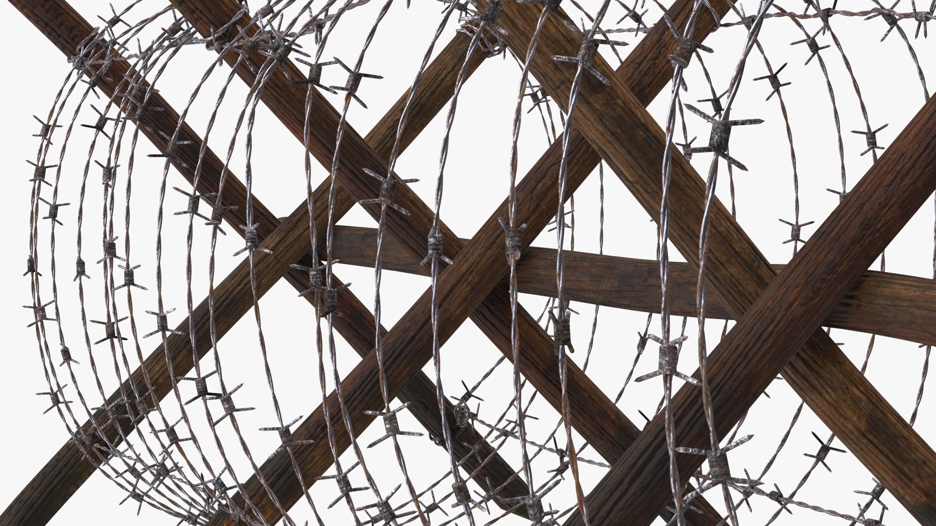 Cheval de Frise Barbed Wire Fence Old 3D https://p.turbosquid.com/ts-thumb/w0/3dVk2o/JX/chevaldefrisebarbedwirefenceoldc4dmodel015/jpg/1617735736/1920x1080/fit_q87/7be1d9a2e3fb2ffd7eee5b01ea44ca323582432d/chevaldefrisebarbedwirefenceoldc4dmodel015.jpg