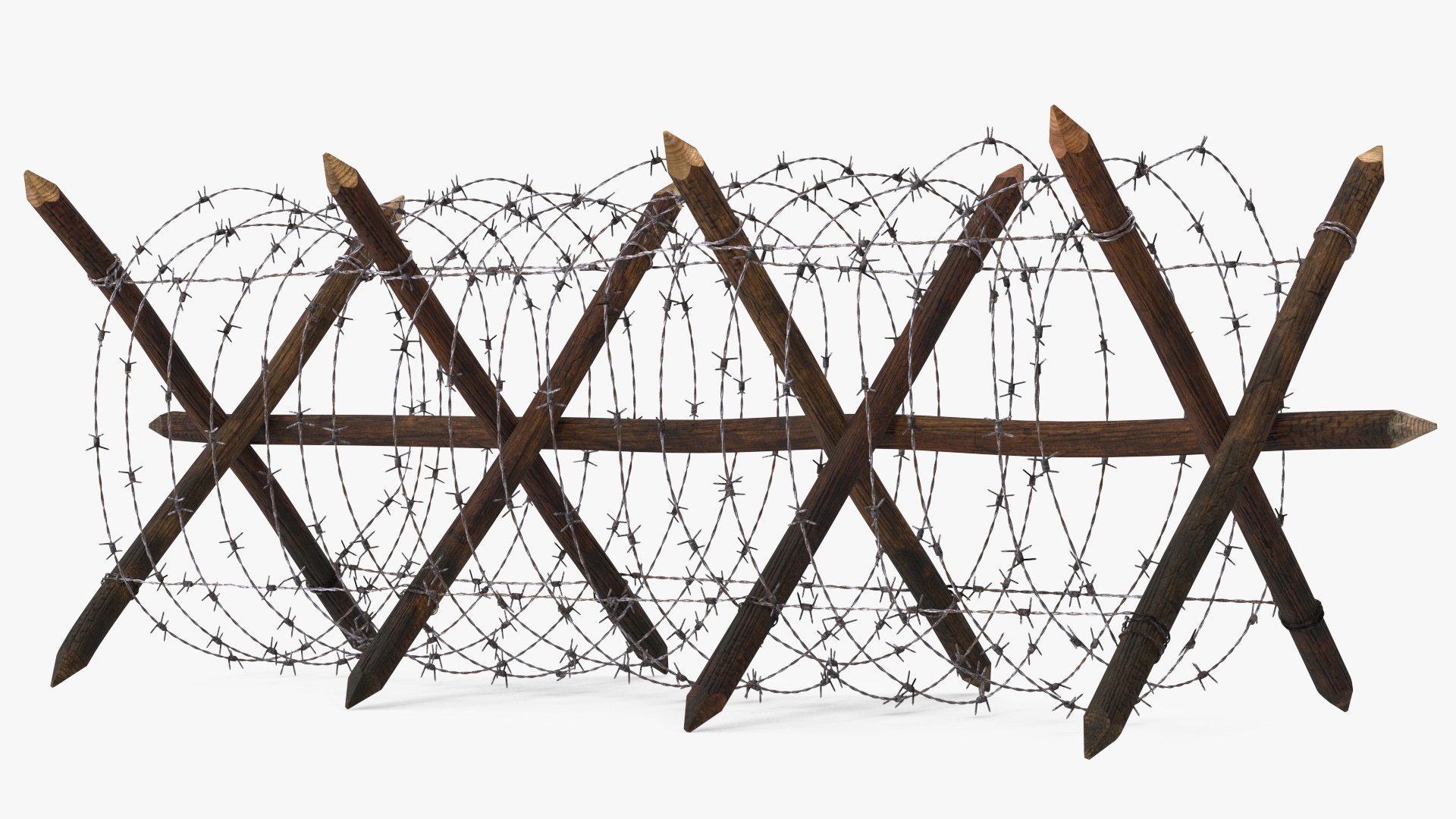 Cheval de Frise Barbed Wire Fence Old 3D https://p.turbosquid.com/ts-thumb/w0/3dVk2o/Uc/chevaldefrisebarbedwirefenceoldc4dmodel006/jpg/1617735656/1920x1080/fit_q87/366082605c3c6f6cd87ee183d0623cfc7573e25b/chevaldefrisebarbedwirefenceoldc4dmodel006.jpg
