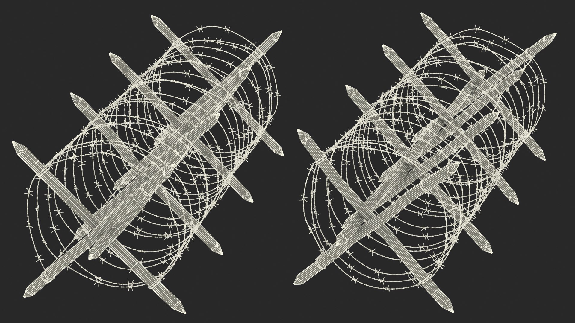 Cheval de Frise Barbed Wire Fence Old 3D https://p.turbosquid.com/ts-thumb/w0/3dVk2o/XD/chevaldefrisebarbedwirefenceoldc4dmodel028/jpg/1617735865/1920x1080/fit_q87/8fea78f42f2eeb8960c528771c6c50df1ece8ea6/chevaldefrisebarbedwirefenceoldc4dmodel028.jpg