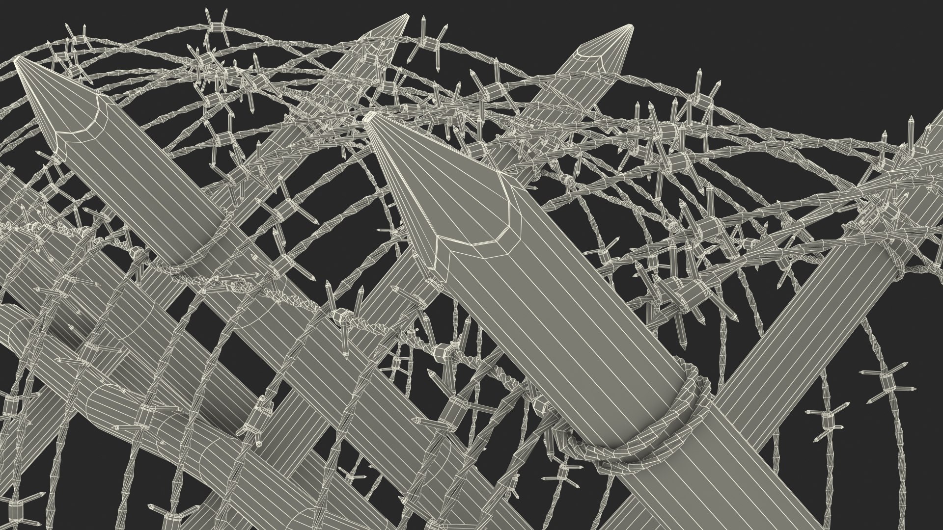 Cheval de Frise Barbed Wire Fence Old 3D https://p.turbosquid.com/ts-thumb/w0/3dVk2o/cA/chevaldefrisebarbedwirefenceoldc4dmodel031/jpg/1617735883/1920x1080/fit_q87/3c4cc6ea05aed77c0d14ab26767f19e230126a73/chevaldefrisebarbedwirefenceoldc4dmodel031.jpg