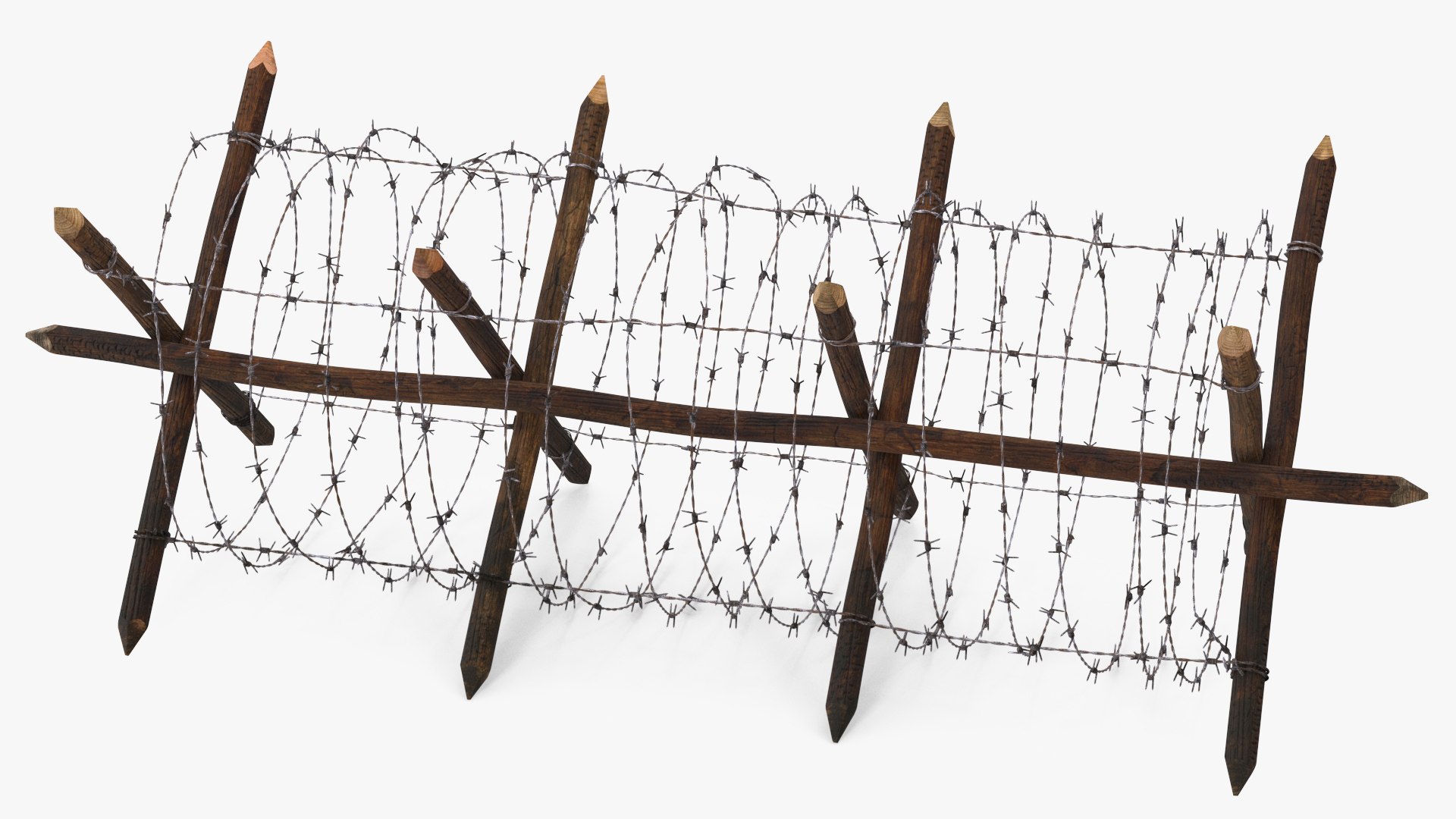 Cheval de Frise Barbed Wire Fence Old 3D https://p.turbosquid.com/ts-thumb/w0/3dVk2o/md/chevaldefrisebarbedwirefenceoldc4dmodel009/jpg/1617735688/1920x1080/fit_q87/9891a09779b27f58710c4adf0f84a9b828892923/chevaldefrisebarbedwirefenceoldc4dmodel009.jpg