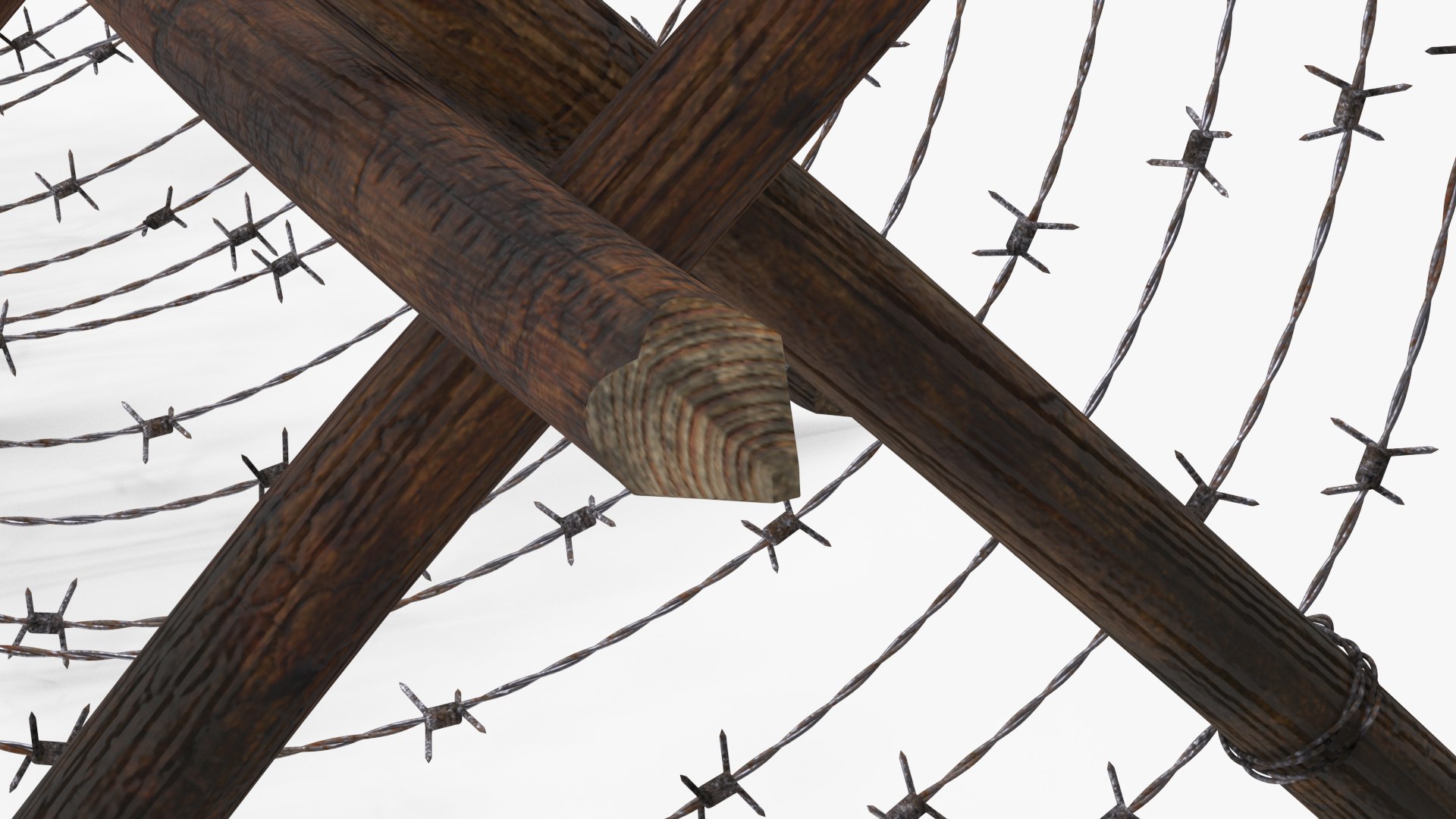 Cheval de Frise Barbed Wire Fence Old 3D https://p.turbosquid.com/ts-thumb/w0/3dVk2o/nT/chevaldefrisebarbedwirefenceoldc4dmodel014/jpg/1617735726/1920x1080/fit_q87/fc0cfd6aa79fa8b828daf2c79e7077889063bfc7/chevaldefrisebarbedwirefenceoldc4dmodel014.jpg