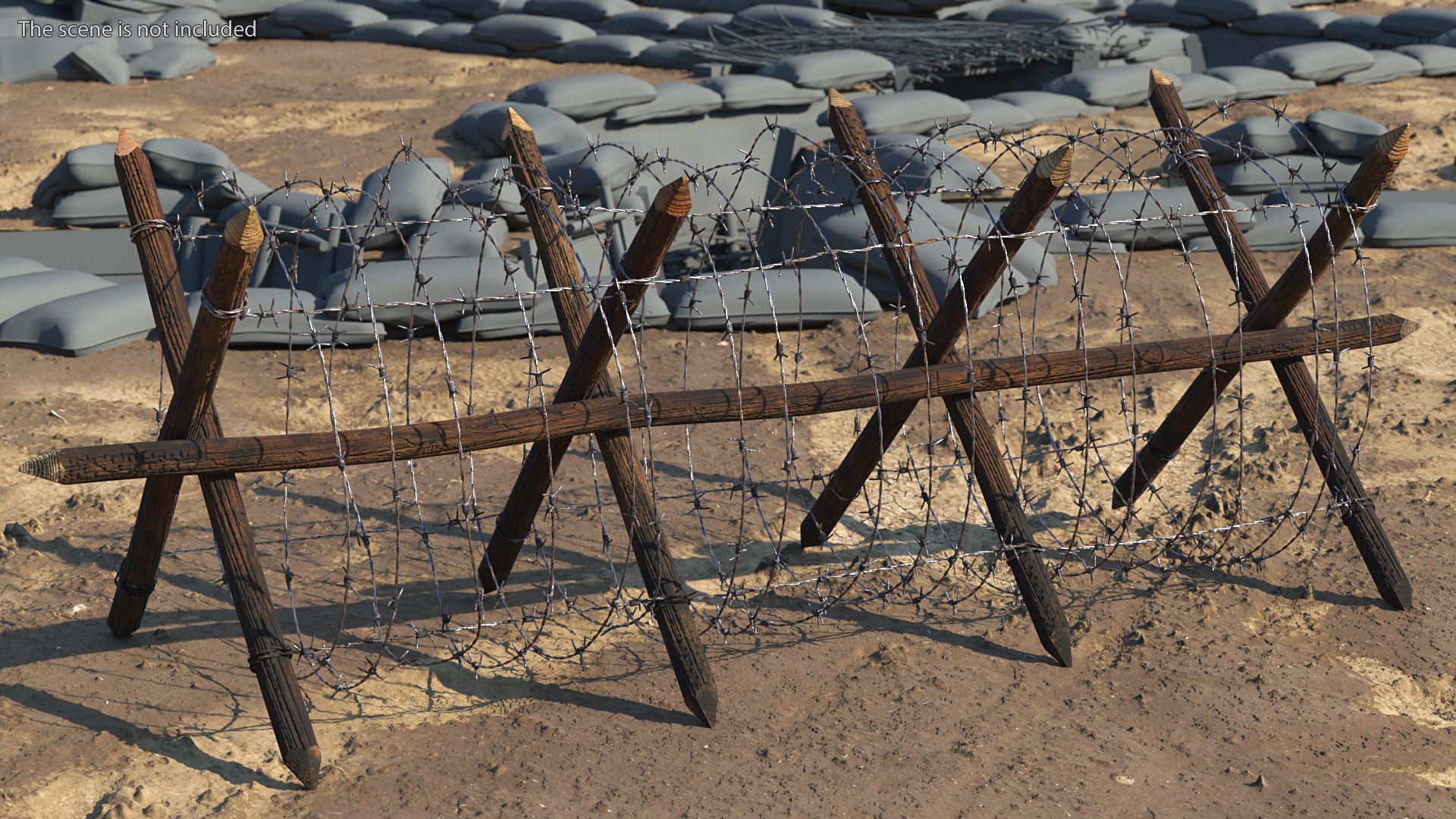 Cheval de Frise Barbed Wire Fence Old 3D - TurboSquid 1715773