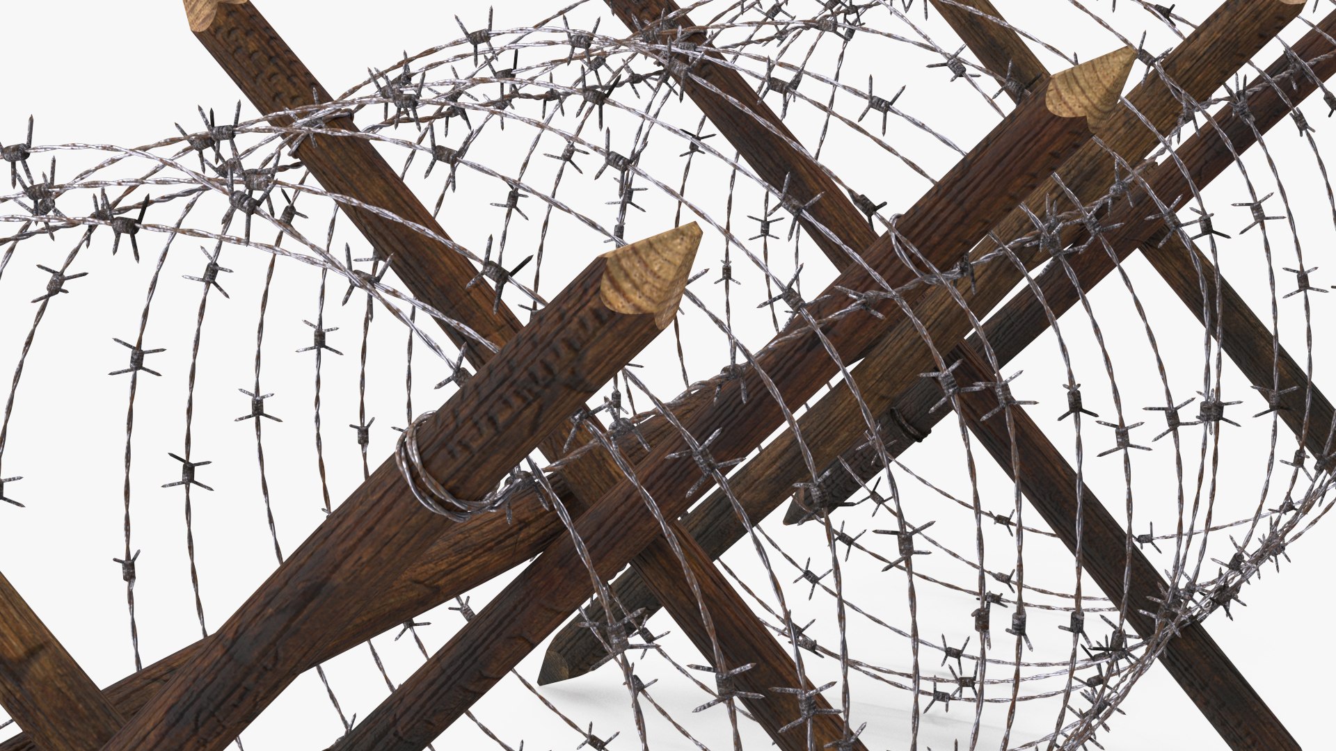 Cheval de Frise Barbed Wire Fence Old 3D https://p.turbosquid.com/ts-thumb/w0/3dVk2o/pt/chevaldefrisebarbedwirefenceoldc4dmodel012/jpg/1617735712/1920x1080/fit_q87/866d2ce02f4c7faed295a79ab3e6f2ac8465bfc0/chevaldefrisebarbedwirefenceoldc4dmodel012.jpg
