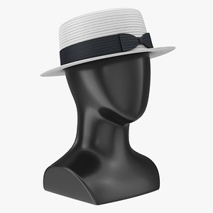 Store display mannequin head with Boater hat 3D model