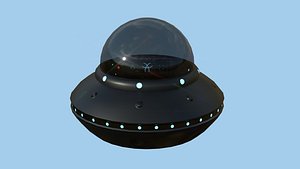 3D CartoonUFOA5 -SciFiFlyingSaucer - Black Carbon