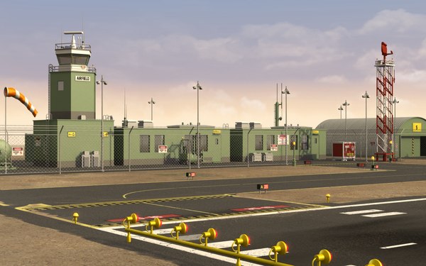 3d military airfield model