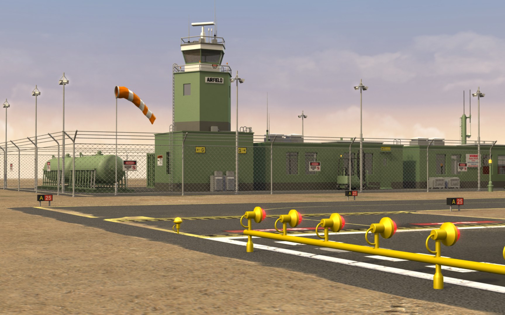 3d military airfield model