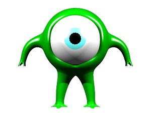 free 3ds mode one-eyed green alien distance
