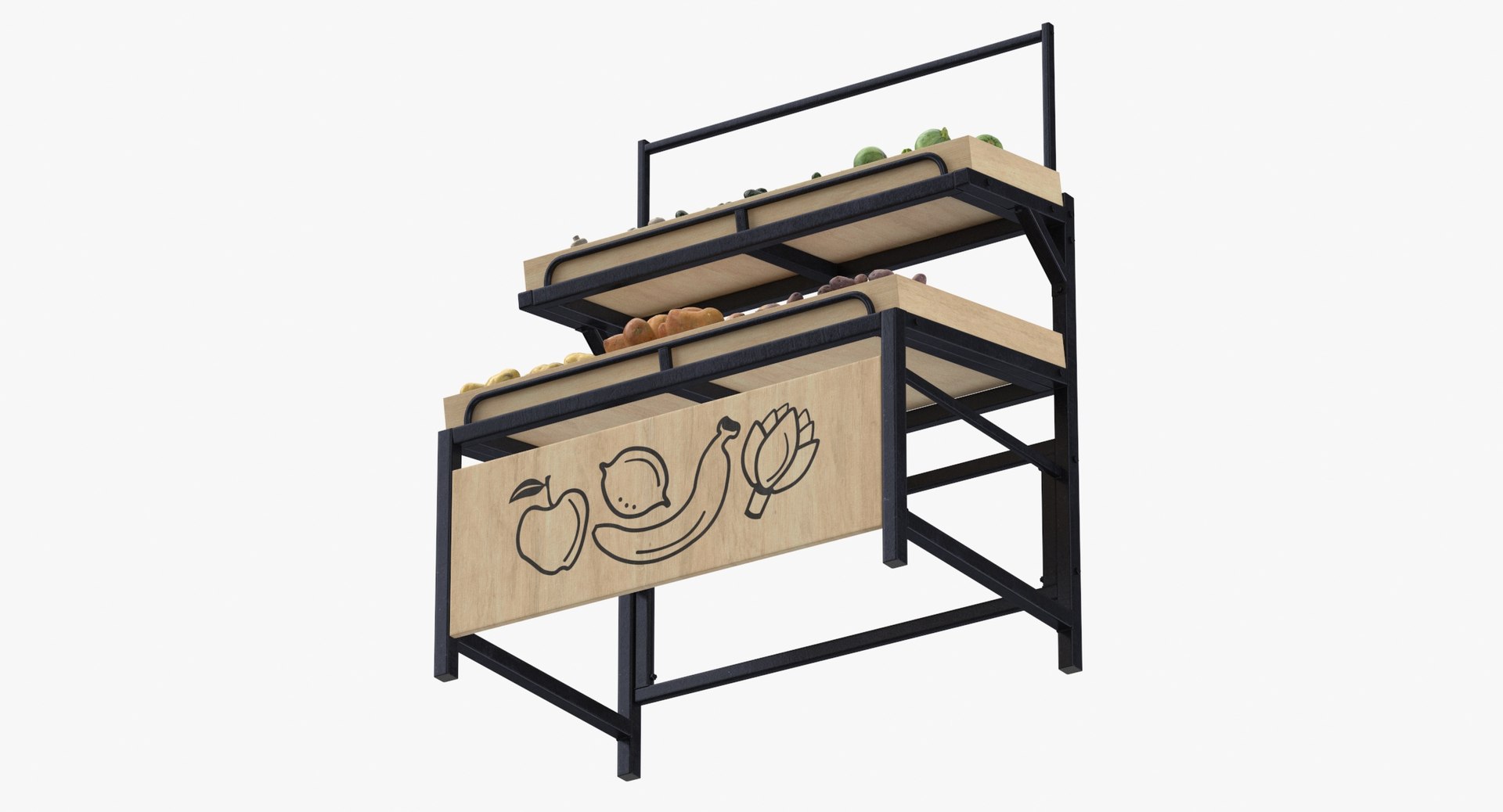 3D model Wooden Display Racks Collection With and Without Tag