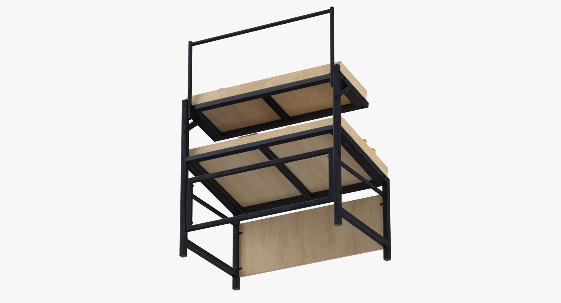 3D model Wooden Display Racks Collection With and Without Tag