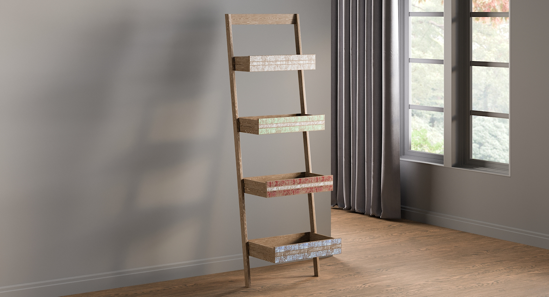 3D model realistic rack ladder bookcase https://p.turbosquid.com/ts-thumb/w0/QVySOE/hpgpu6dn/0000/jpg/1582040125/1920x1080/turn_fit_q99/d3bc43138f4b99f810f783685622a8d55e96cd7b/0000-1.jpg