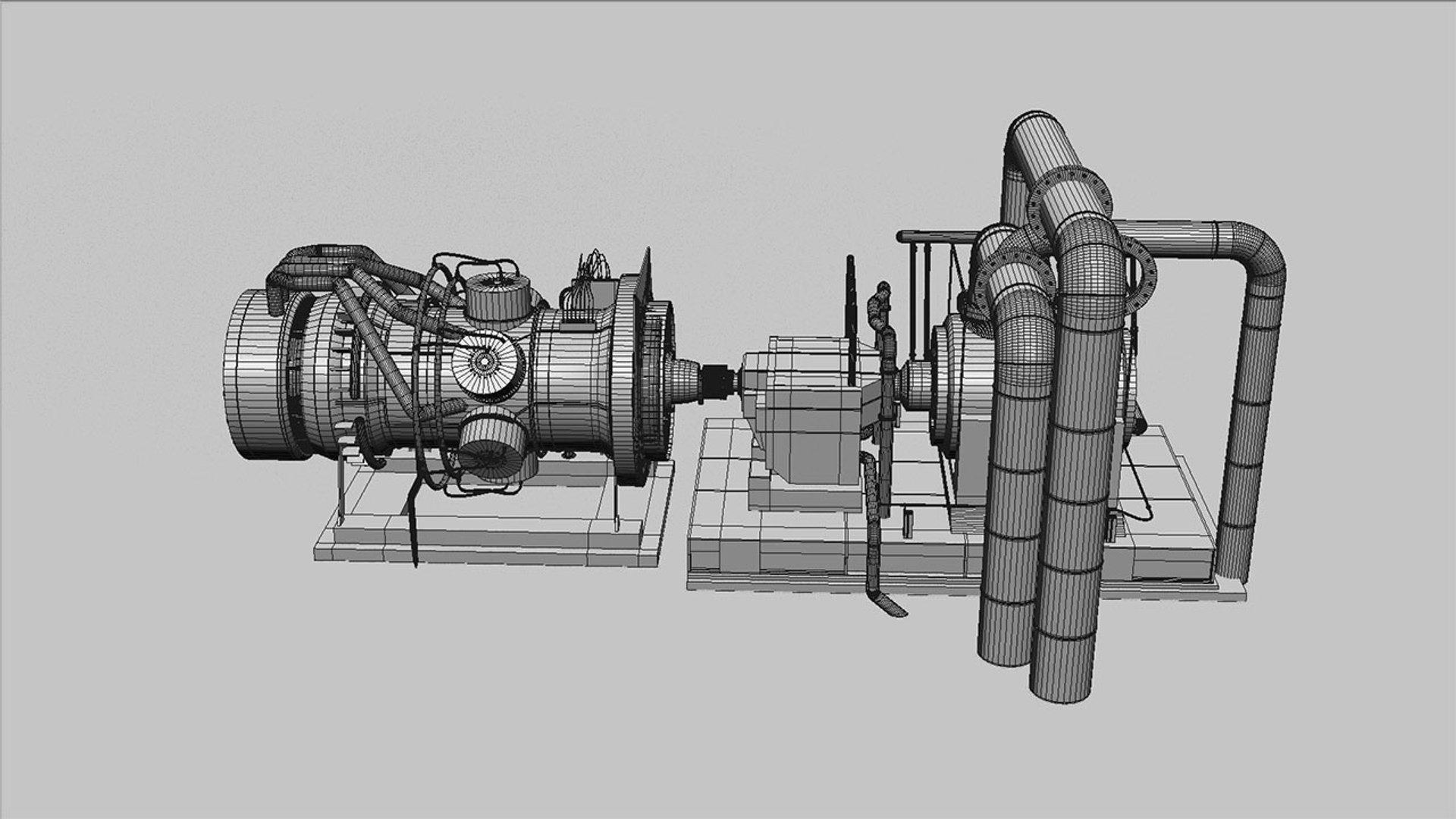 jet engine test stand 3d max