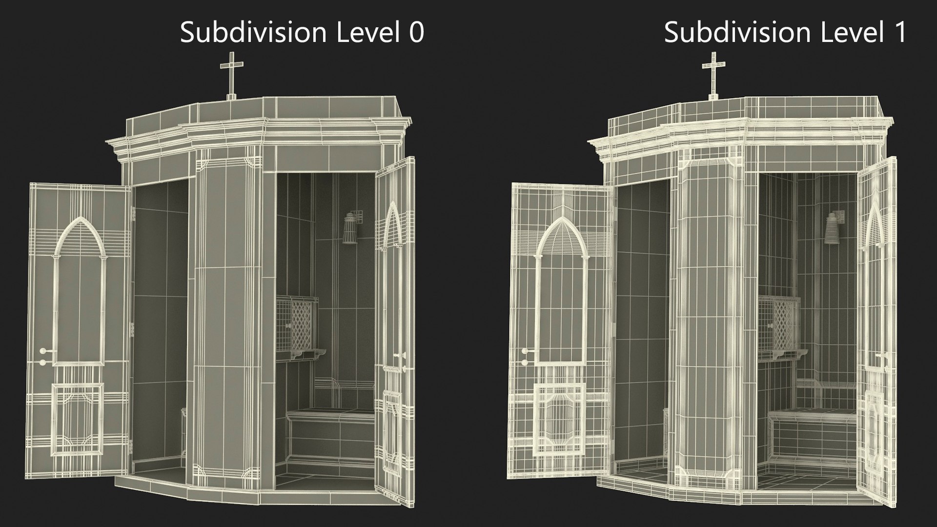 Confessional Booth Dark Wood Open 3D Model - TurboSquid 2240443