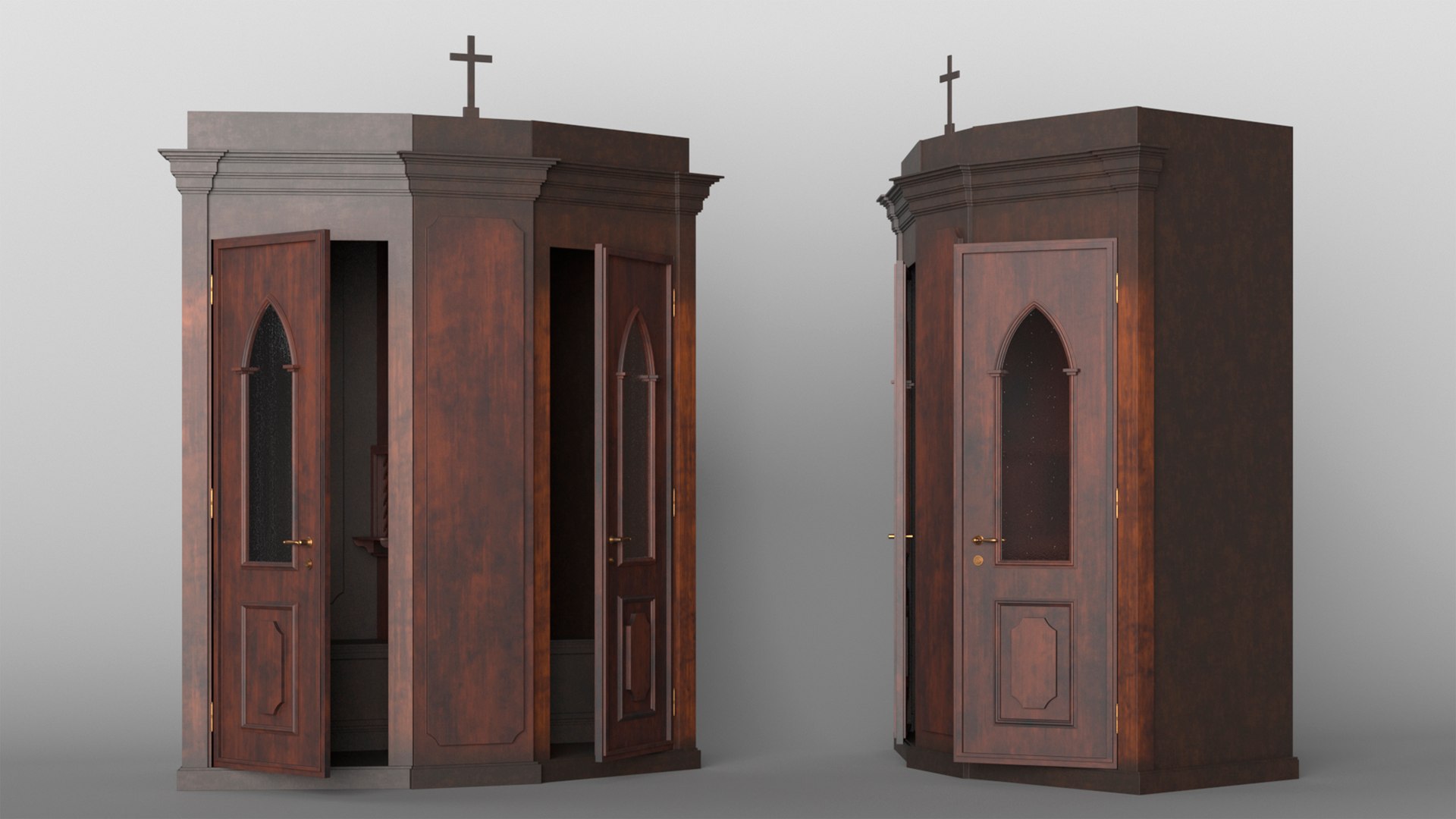Confessional Booth Dark Wood Open 3D Model - TurboSquid 2240443