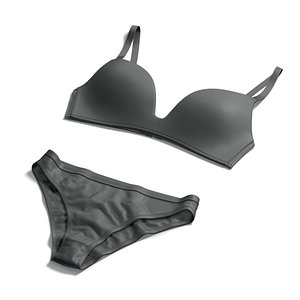 3D Womens Classic Lingerie Black Set - female bikini slip pants with brassiere model