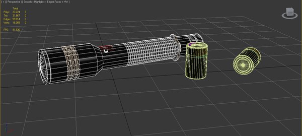 3d police flashlight volume light model