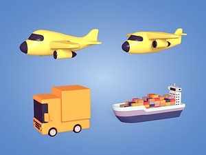 Cartoon Cargo Vehicles Pack model