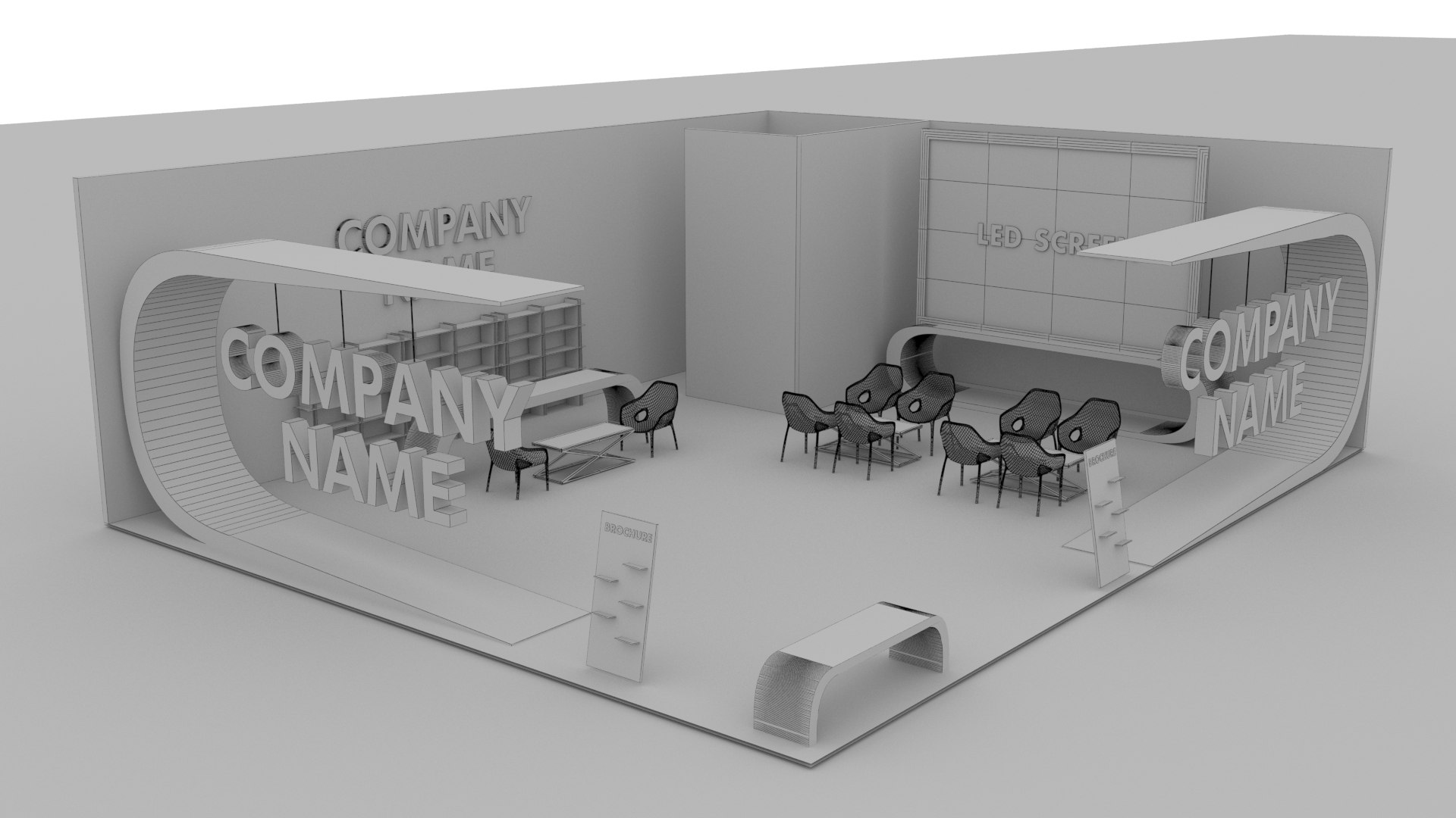 Red And Black Booth Exhibition Stand Stall Model TurboSquid 2104901