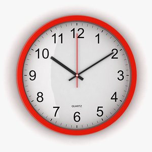 3d red office clock model