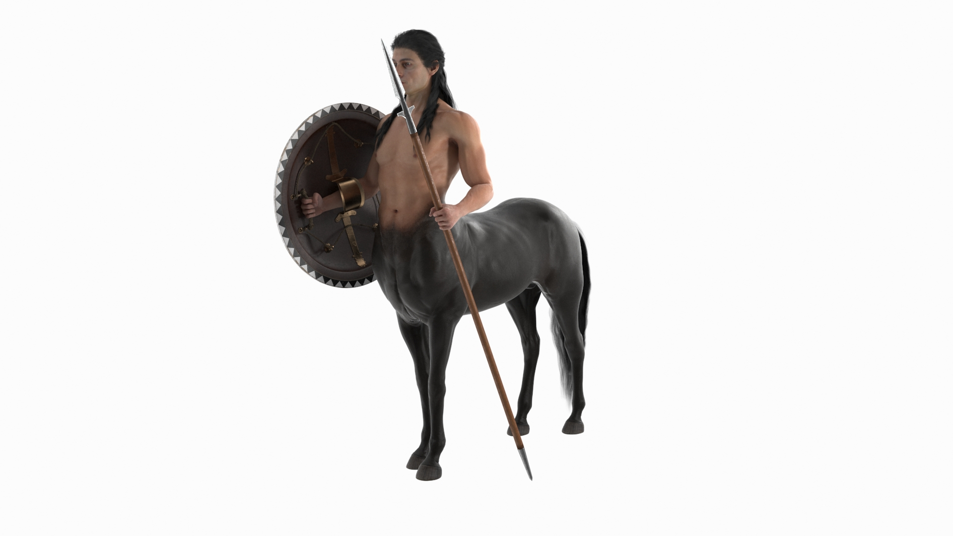 3D Model Mythical Combat Centaur With Bronze Shield - TurboSquid 2405890