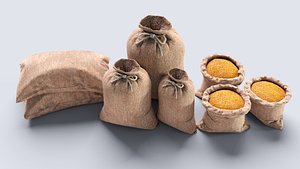 3D Burlap Sacks Pack model