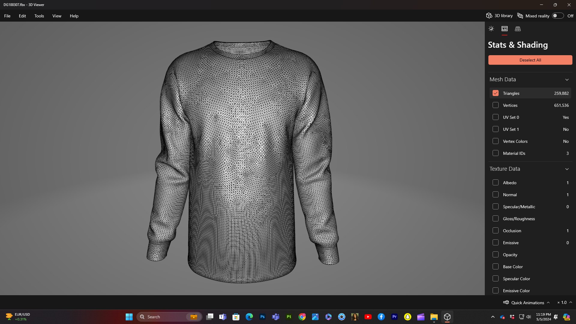 Round Neck Long Sleeve Sweat T-Shirt CLO File 3D Model - TurboSquid 2225375