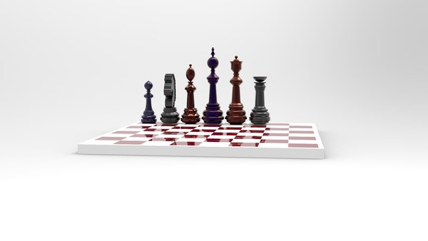 3D Chess Set Wooden model 3D model