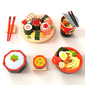 3D model Set of Japanese Food