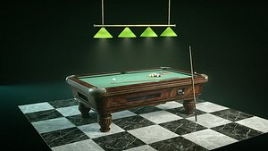 wood pool table lowpoly model