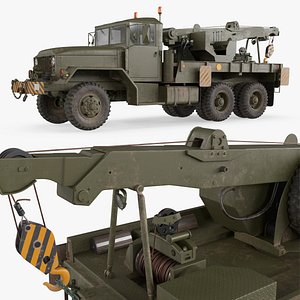 Army Wrecker Crane Truck Dirty