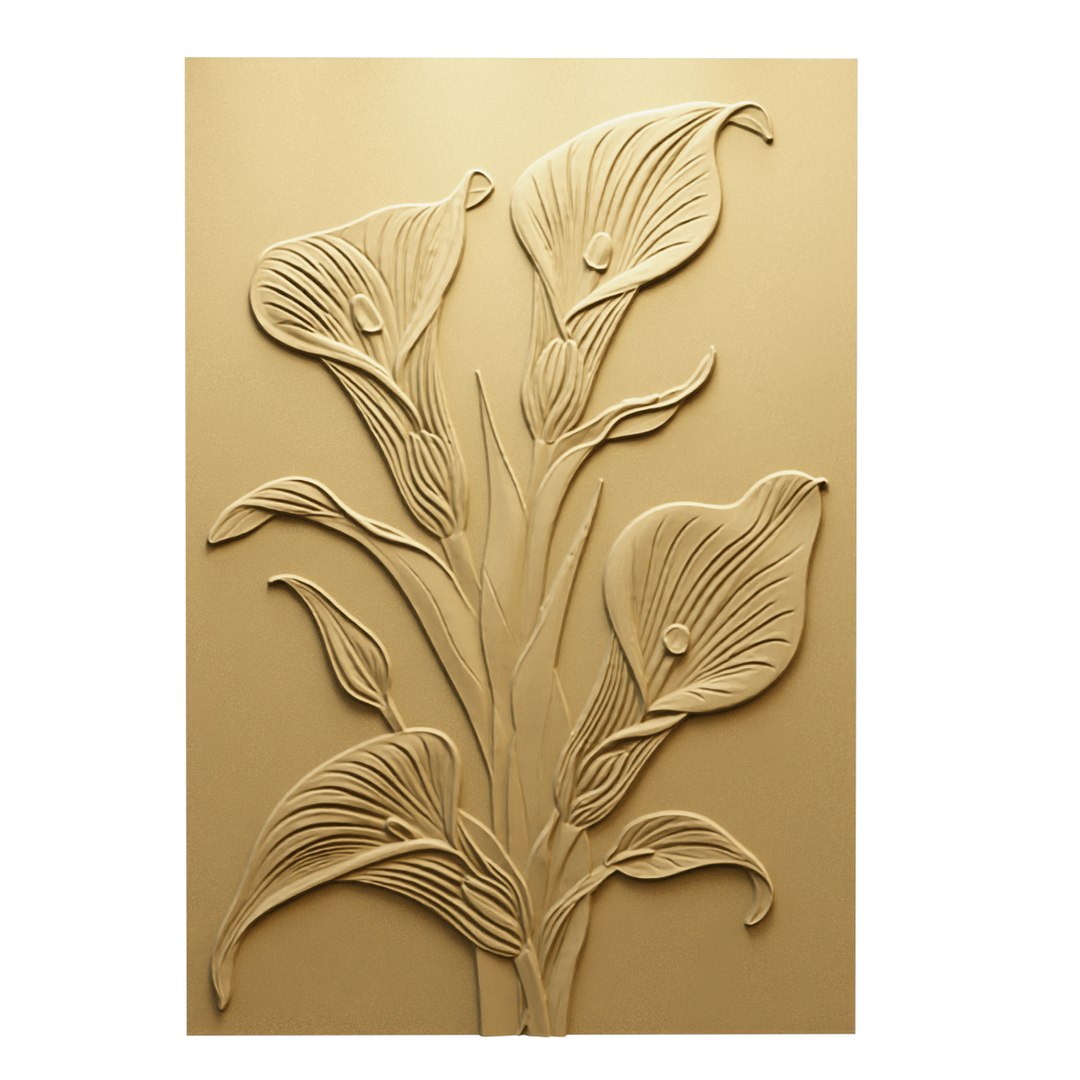 Modern Calla Lily Panel Wall Decor Set Relief Mural CNC 153 3D Model ...