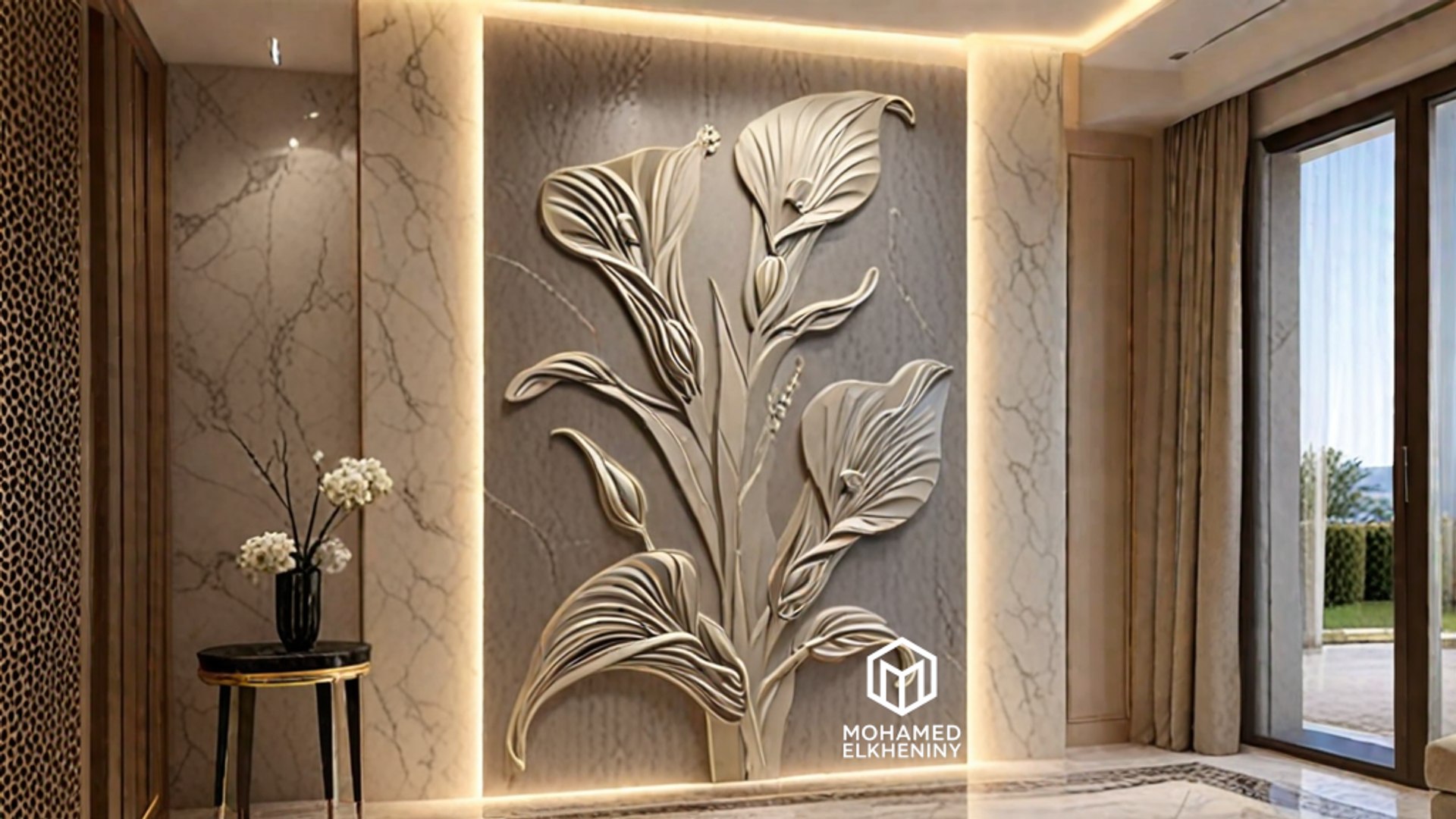 Modern Calla Lily Panel Wall Decor Set Relief Mural CNC 153 3D Model ...