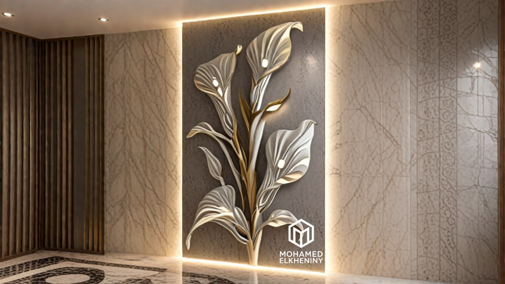 Modern Calla Lily Panel Wall Decor Set Relief Mural CNC 153 3D Model ...