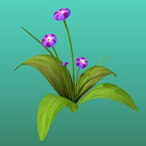 3D Violet Flowers Low Poly model