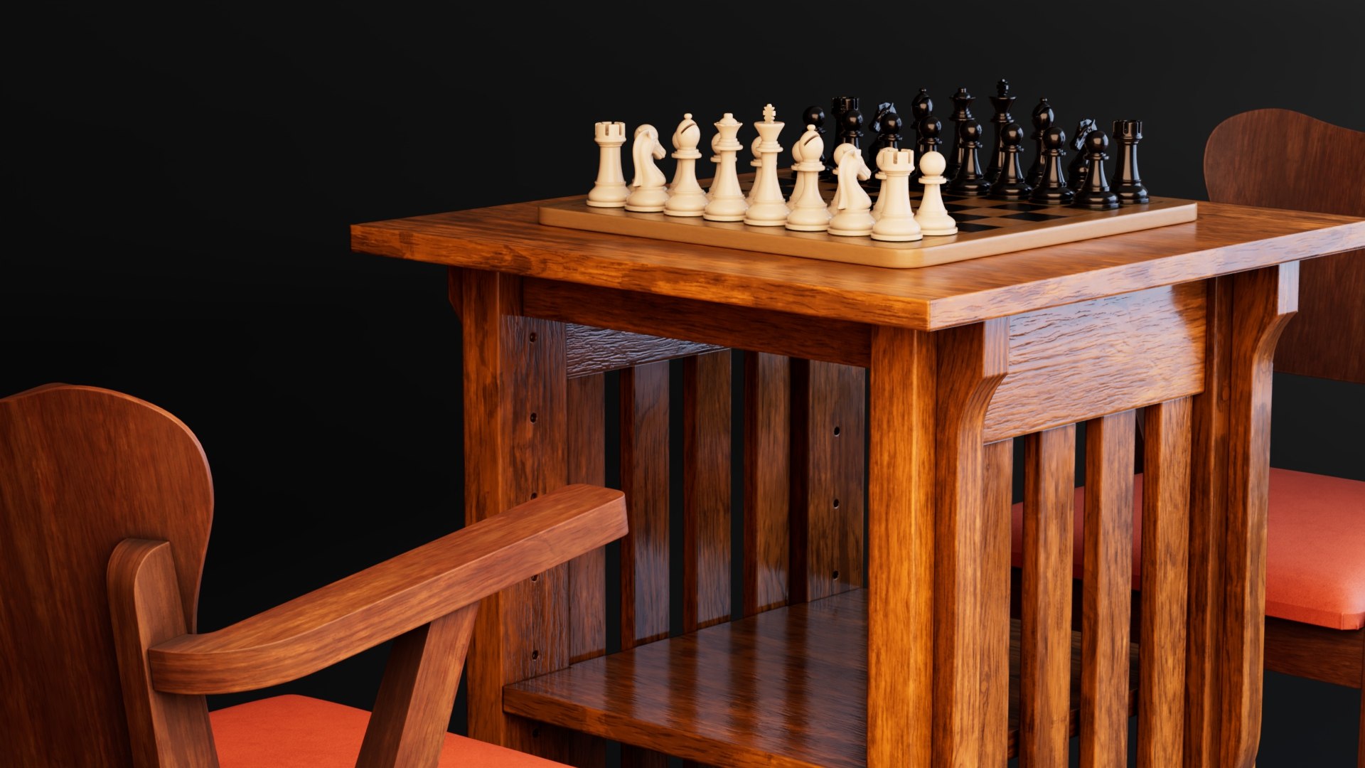 Chess Board With Chair And Table 3D - TurboSquid 2395896