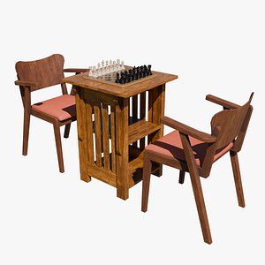 Chess Board with Chair and Table
