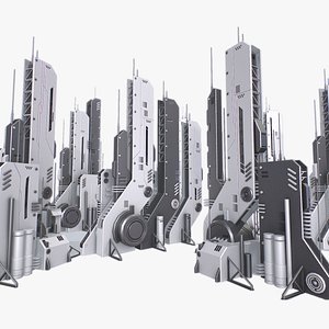 Futuristic building collection model